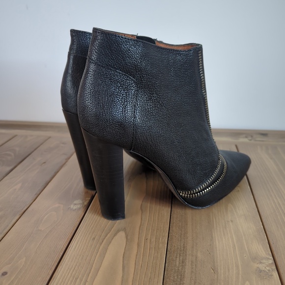 Rebecca Minkoff Black Leather Zipper Ankle Boots - Picture 3 of 14